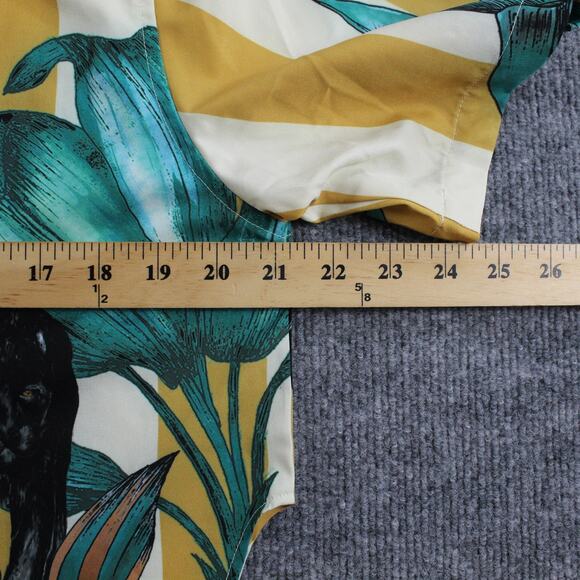 Mavrans Top Womens Large Pantera Crop Striped Button Up Tropical Summer Cruise - Picture 10 of 12